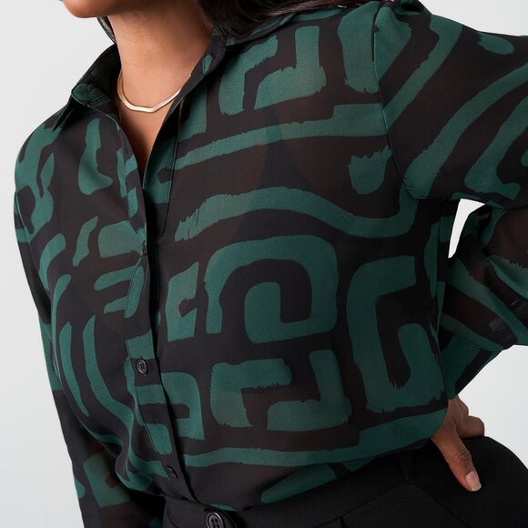 African Print Sheer Blouse - Picture 1 of 2